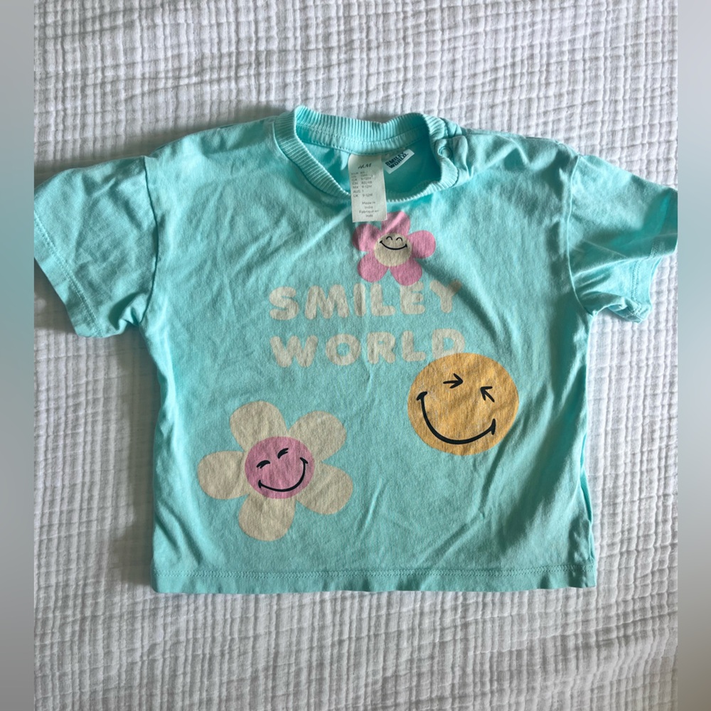 H&M Kids' Turquoise Smiley Face T-Shirt